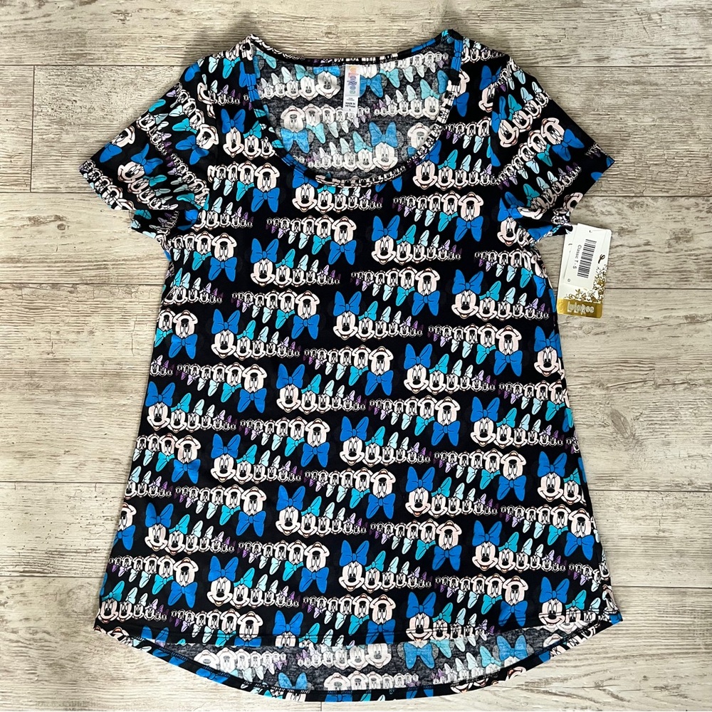 LuLaRoe CLASSIC TEE T Shirt Small Disney Minnie Mouse Blue Bow